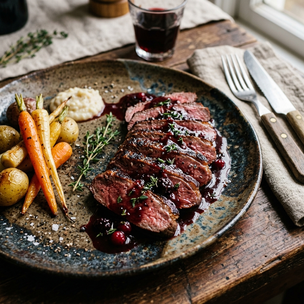 Delicious cooked meat display